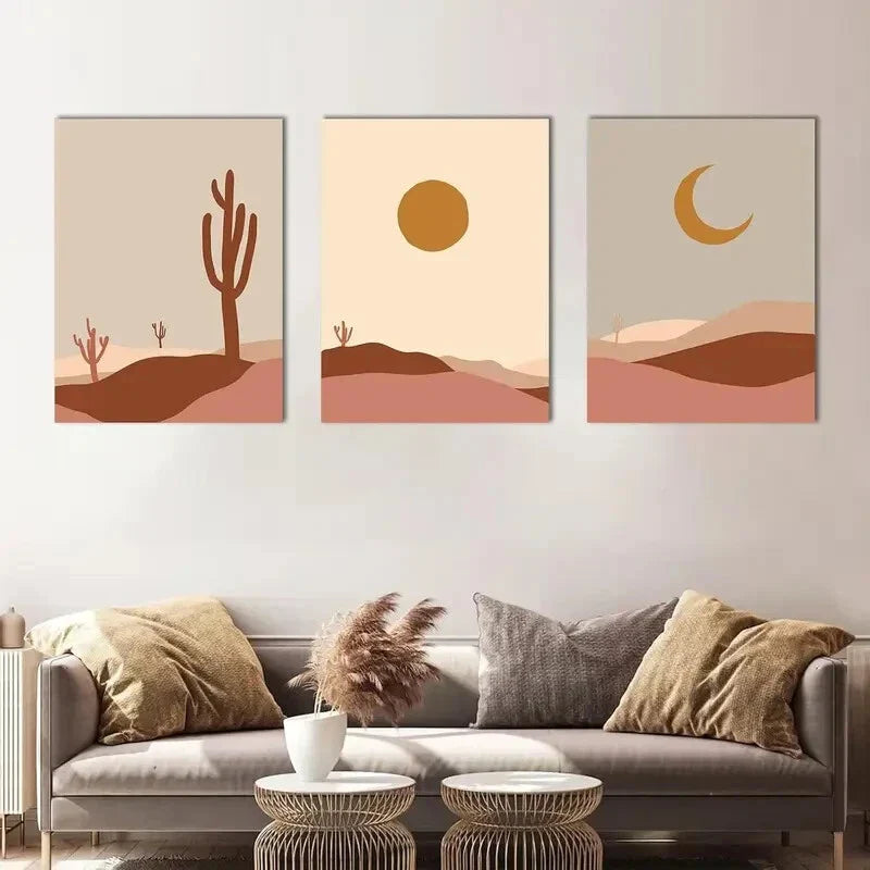 3pcs Art Abstract in Earthy Colors Metal Print Ready to Hang Art