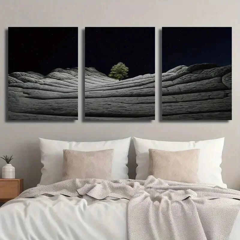 3pcs Abstract Vermillion Cliffs & Lone Tree Metal Print Ready to Hang Art