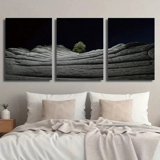 3pcs Abstract Vermillion Cliffs & Lone Tree Metal Print Ready to Hang Art