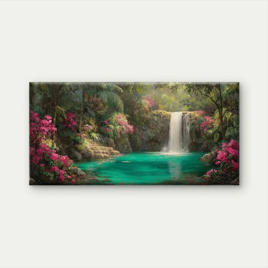 Flora & Jungle Landscape Wall Art Canvas Office Home Room Framed 80x45cm