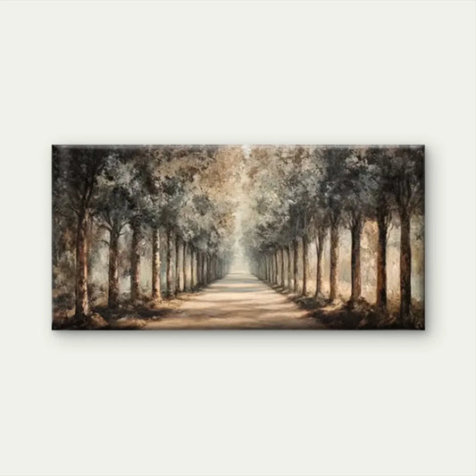 Forest Road Way Trees Wall Art Canvas Office Home Room Framed 80x45cm