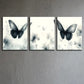 3pcs Modern Butterfly & Floral Wall Art Metal Print Ready to Hang Art
