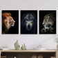 3pcs  Wildlife portrait closeup painting Metal Print Ready to Hang Art