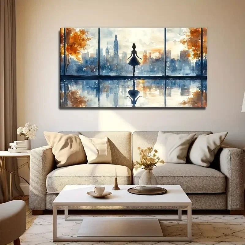 Modern Elegant Ballerina Wall Art Canvas Office Home Room Framed 80x45cm