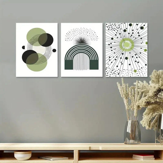 3pcs Minimalist Boho Geometric Modern Metal Print Ready to Hang Art