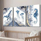3pcs Blue & Golden Whale Jellyfish Seahorse Wall Art Set Canvas Framed 40x60cm - High Quality Print 100% Australian Made Wall Canvas Ready to Hang
