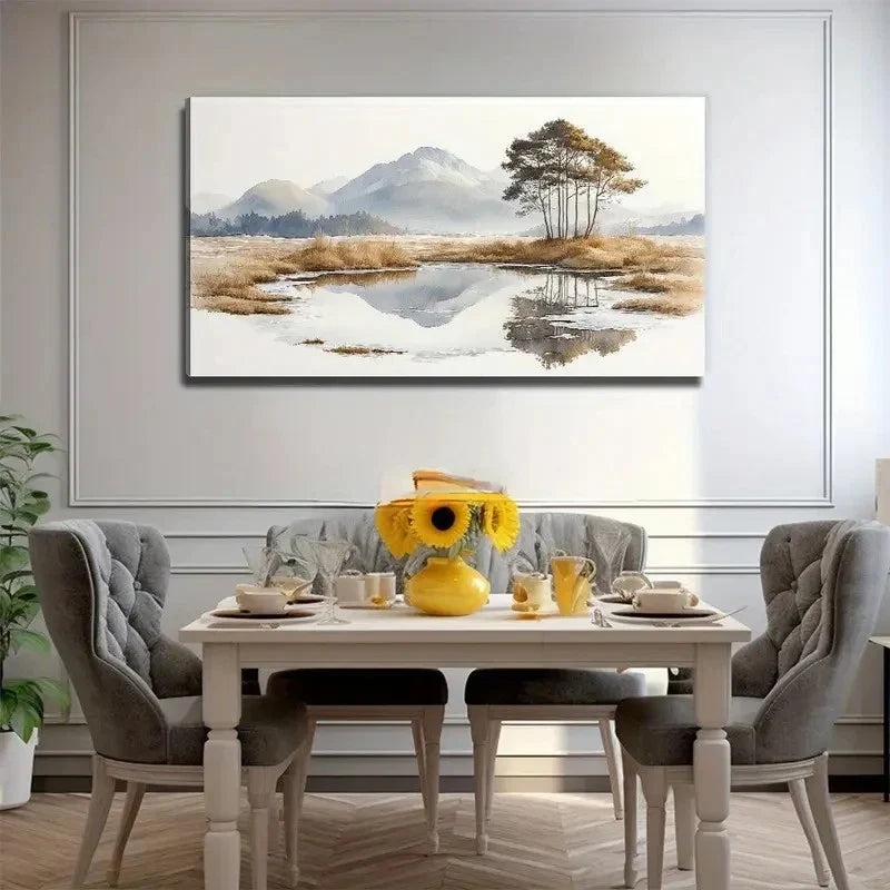 Serene Landscape Desert Wall Art Canvas Office Home Room Framed 80x45cm