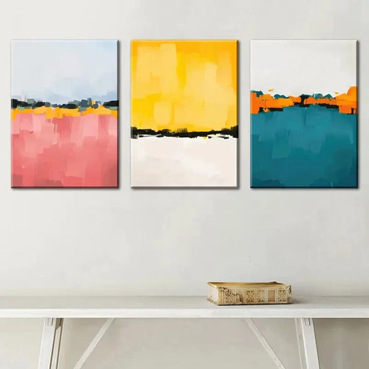 3pcs Blue Sky, White Clouds, Sunrise Seascape Metal Print Ready to Hang Art