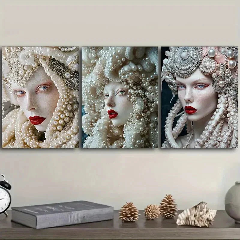 3pcs Octopus princess Wall Art Set Canvas Framed 40x60cm - High Quality Print 100% Australian Made Wall Canvas Ready to Hang