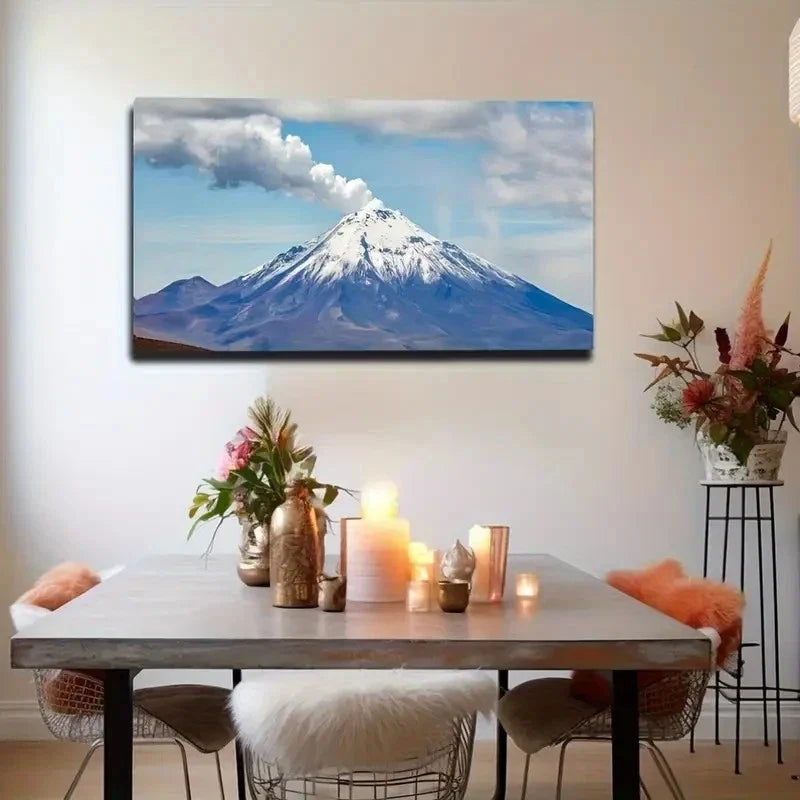 Snow-Capped Mountain & White Wall Art Canvas Office Home Room Framed 120x60cm