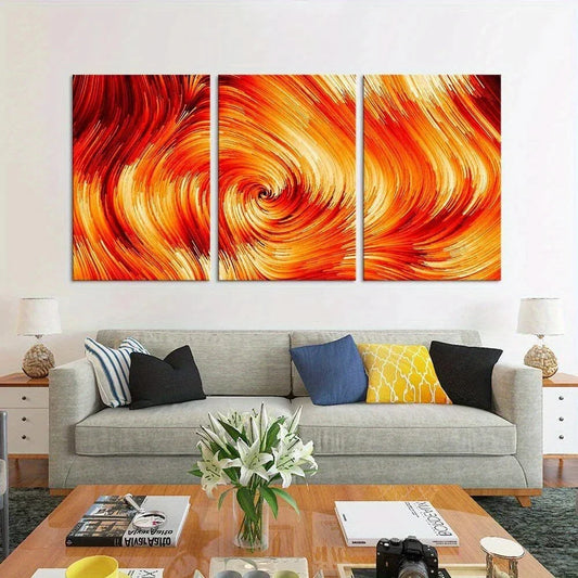 3pcs Gorgeous Petard Yellow & Red Shaded Metal Print Ready to Hang Art