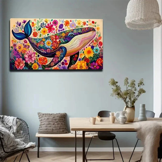 Bohemian Modern Floral Wall Art Canvas Office Home Room Framed 80x45cm