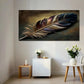 Large Feather Black Light Wall Art Canvas Office Home Room Framed 80x45cm