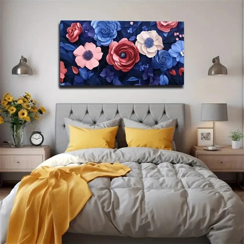 Flowers Of Different Shapes Wall Art Canvas Office Home Room Framed 80x45cm