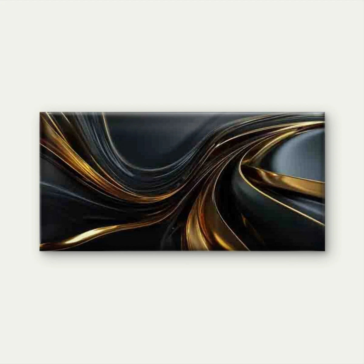 Elegant Golden Abstract Art Wall Art Canvas Office Home Room Framed 80x45cm