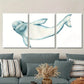 3pcs Marine Life Illustration Metal Print Ready to Hang Art