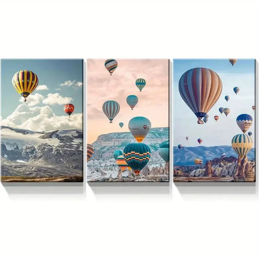 3pcs Vibrant Sky & Mountain Landscape Metal Print Ready to Hang Art
