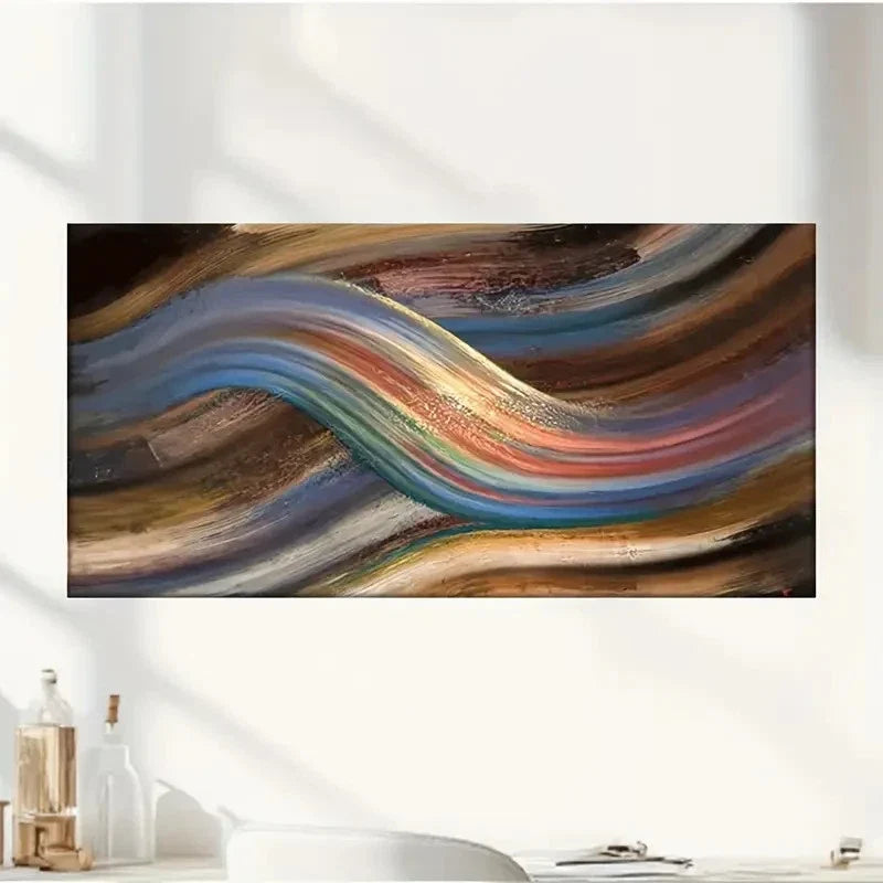 Modern Wavy Artwork Abstract Wall Art Canvas Office Home Room Framed 80x45cm