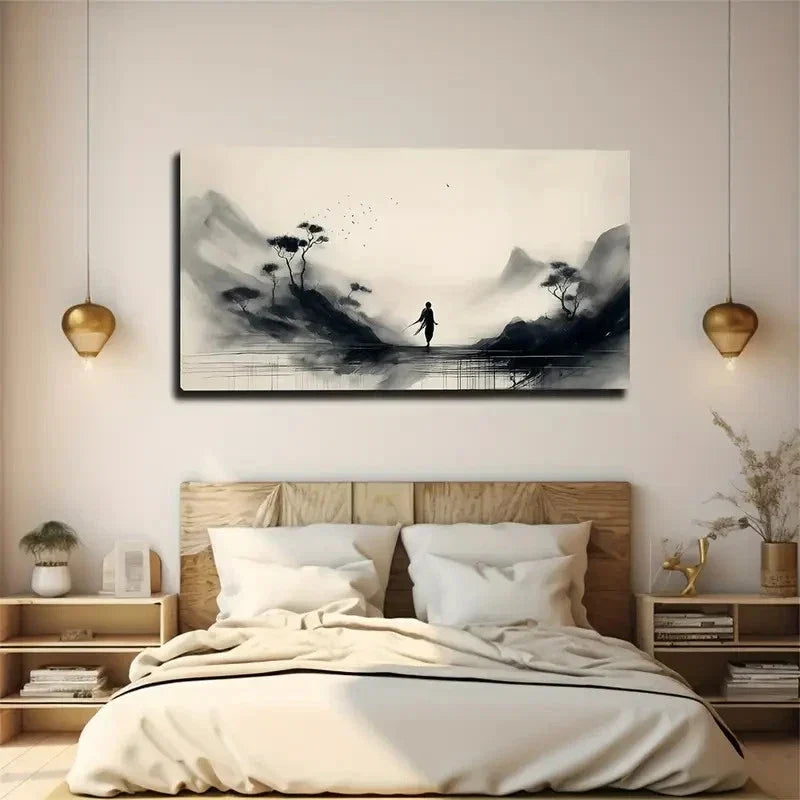 Harmonious Ink Painting Wall Art Canvas Office Home Room Framed 120x60cm