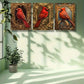 3pcs  Red bird . Art Painting Royal Look Metal Print Ready to Hang Art