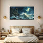 Modern Raging Waves Wall Art Canvas Office Home Room Framed 80x45cm
