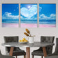 3pcs Heart Shaped Clouds And Beach Scene Metal Print Ready to Hang Art