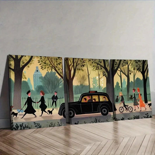 3pcs London taxi  Wall Art Set Canvas Framed 40x60cm - High Quality Print 100% Australian Made Wall Canvas Ready to Hang
