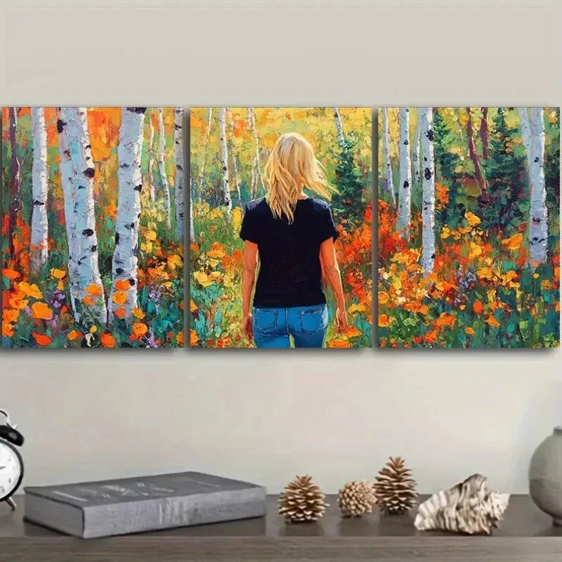 3pcs Spring Forest, Luxurious  Wall Art Set Canvas Framed 40x60cm - High Quality Print 100% Australian Made Wall Canvas Ready to Hang