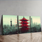3pcs Chinese-Style Tower Modern Classic Design Wall Art Set Canvas Framed 40x60cm - High Quality Print 100% Australian Made Wall Canvas Ready to Hang