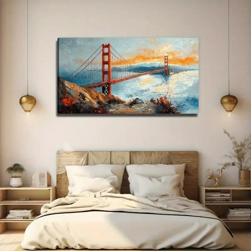 Giant Golden Gate Bridge Wall Art Canvas Office Home Room Framed 80x45cm