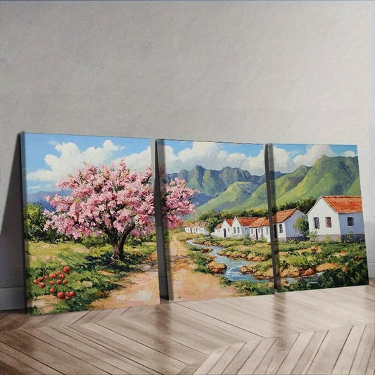 3pcs Modern Art Deco Cherry Blossom Nature   Wall Art Set Canvas Framed 40x60cm - High Quality Print 100% Australian Made Wall Canvas Ready to Hang