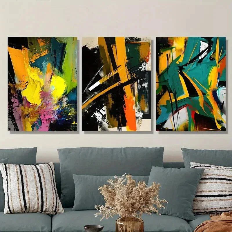3pcs abstract colorful background Metal Print Ready to Hang Art
