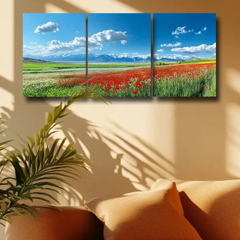 3pcs Steppe Floral with Greenery Design Metal Print Ready to Hang Art