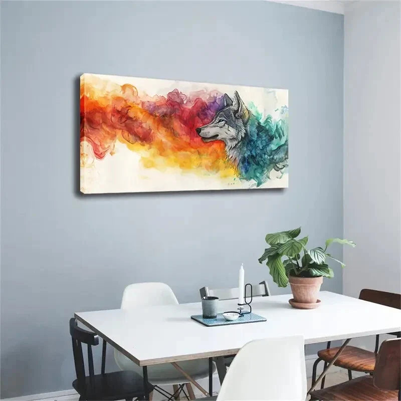 Red Blue Splash Smoke Effect Wall Art Canvas Office Home Room Framed 120x60cm