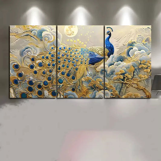 3pcs Peacock Oil Painting Canvas Framed 40x60cm - High Quality Print 100% Australian Made Wall Canvas Ready to Hang