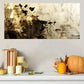Vintage Retro Abstract Brown Wall Art Canvas Office Home Room Framed 80x45cm
