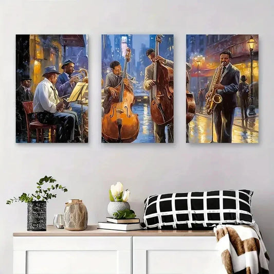 3pcs Vibrant Abstract Musical Band Modern Metal Print Ready to Hang Art