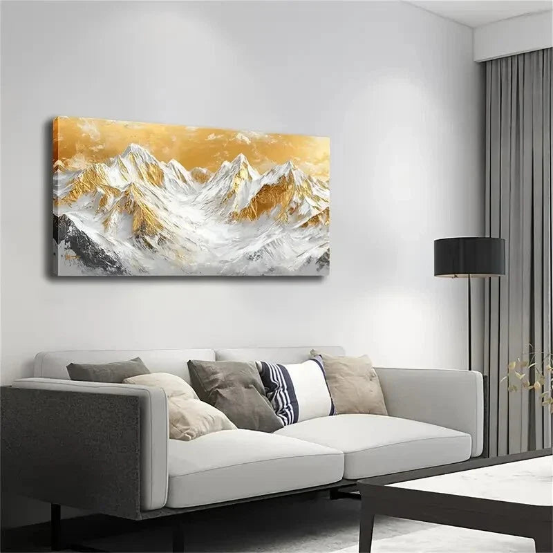 Majestic Mountain Golden Sky Wall Art Canvas Office Home Room Framed 120x60cm