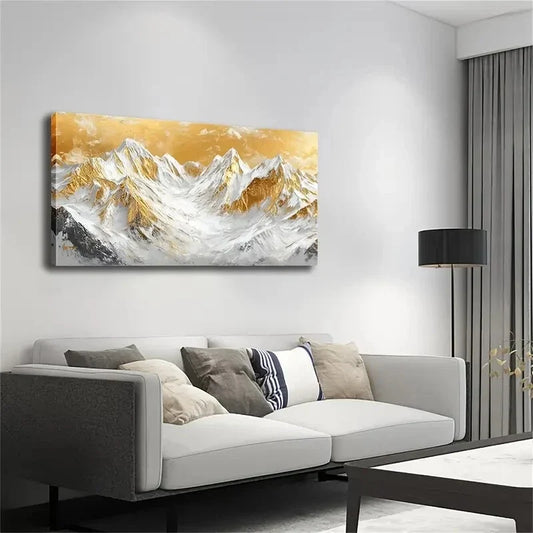 Majestic Mountain Golden Sky Wall Art Canvas Office Home Room Framed 120x60cm