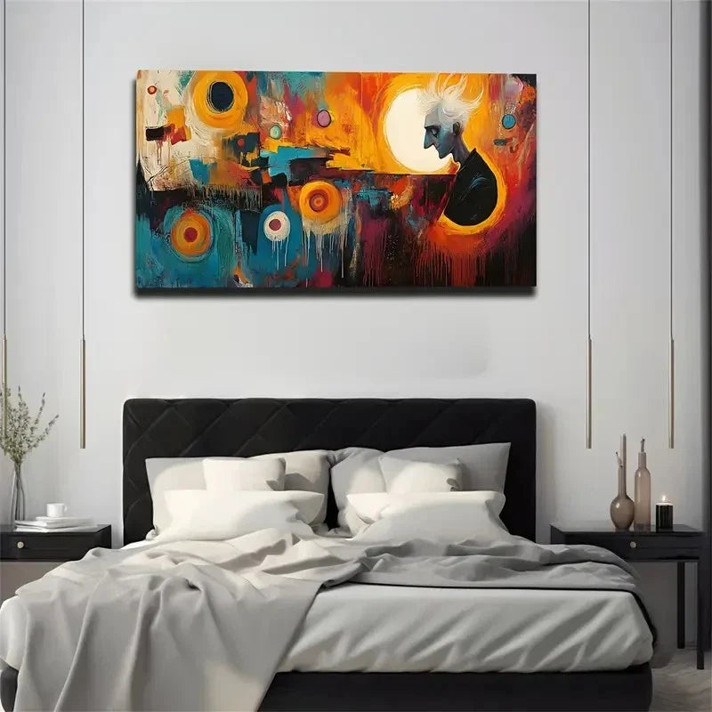 Round Patterns Irregular Color Wall Art Canvas Office Home Room Framed 120x60cm