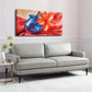 Vibrant Red Hibiscus Silk Wall Art Canvas Office Home Room Framed 120x60cm.