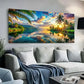 Vibrant Palm Tree & Reflective Wall Art Canvas Office Home Room Framed 120x60cm