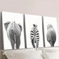 3pcs animal butt art, cartoon animal Wall Art Set Canvas Framed 40x60cm - High Quality Print 100% Australian Made Wall Canvas Ready to Hang