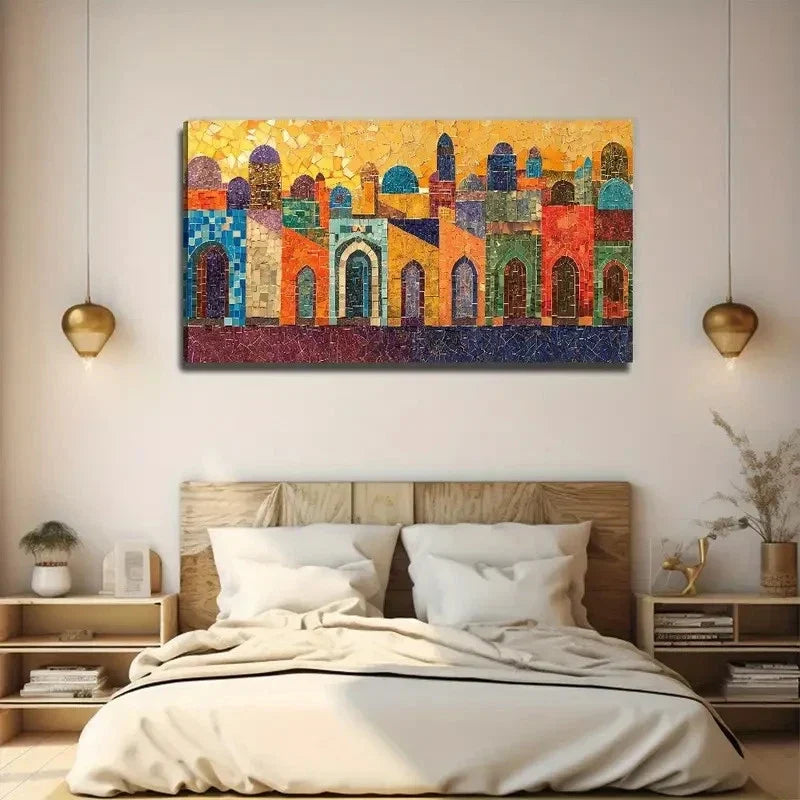 Modern Bohemian House Suitable Wall Art Canvas Office Home Room Framed 80x45cm