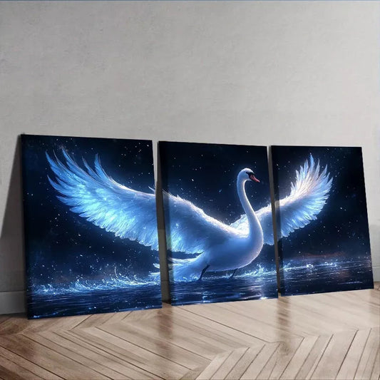 3pcs White Swan Canvas Nature Wall Art Set Canvas Framed 40x60cm - High Quality Print 100% Australian Made Wall Canvas Ready to Hang