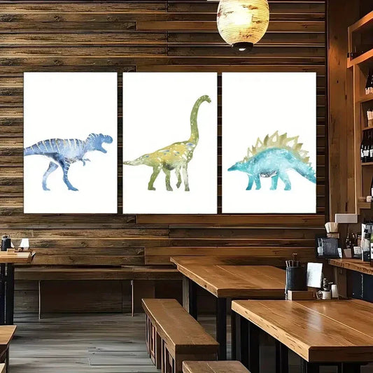 3pcs Animal Art Dinosaur Poster Decoration Metal Print Ready to Hang Art