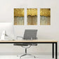 3pcs  Nordic Abstract Golden Gold Lines  Metal Print Ready to Hang Art