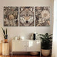 3pcs Detailed Foliage and Floral Patterns Metal Print Ready to Hang Art