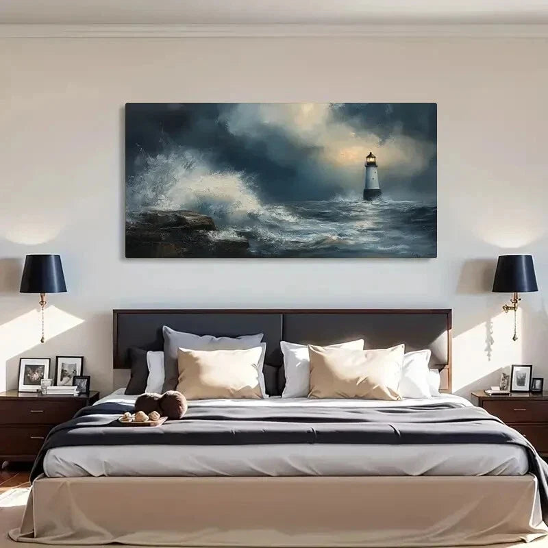 Ocean View Stormy Clouds Wall Art Canvas Office Home Room Framed 120x60cm