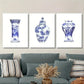 3pcs Elegant Chinese-Style Vase Designs Metal Print Ready to Hang Art